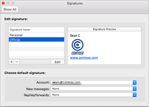 add signature in outlook 2016 for mac for plain text emails